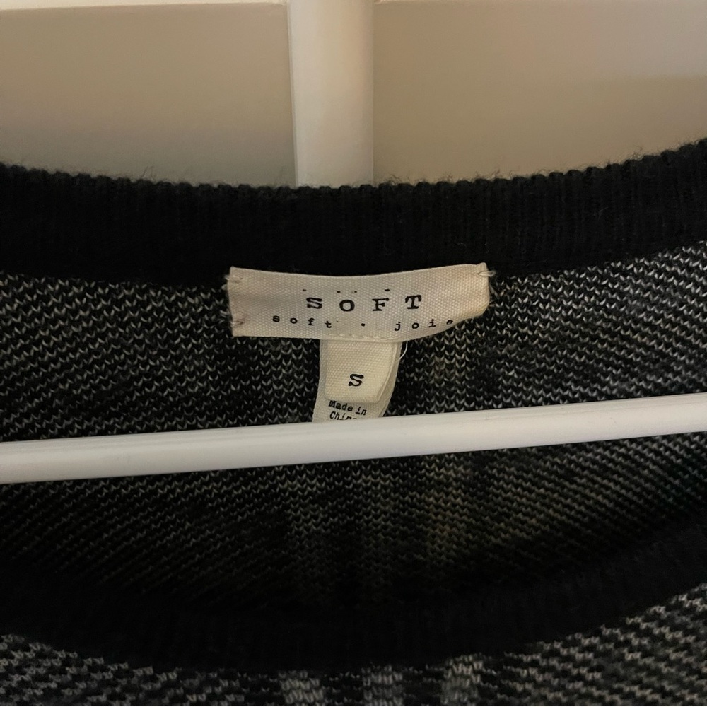 Soft Joie Black and White Long Sleeve Mixed Media Sweater Dress, Small - Picture 10 of 13